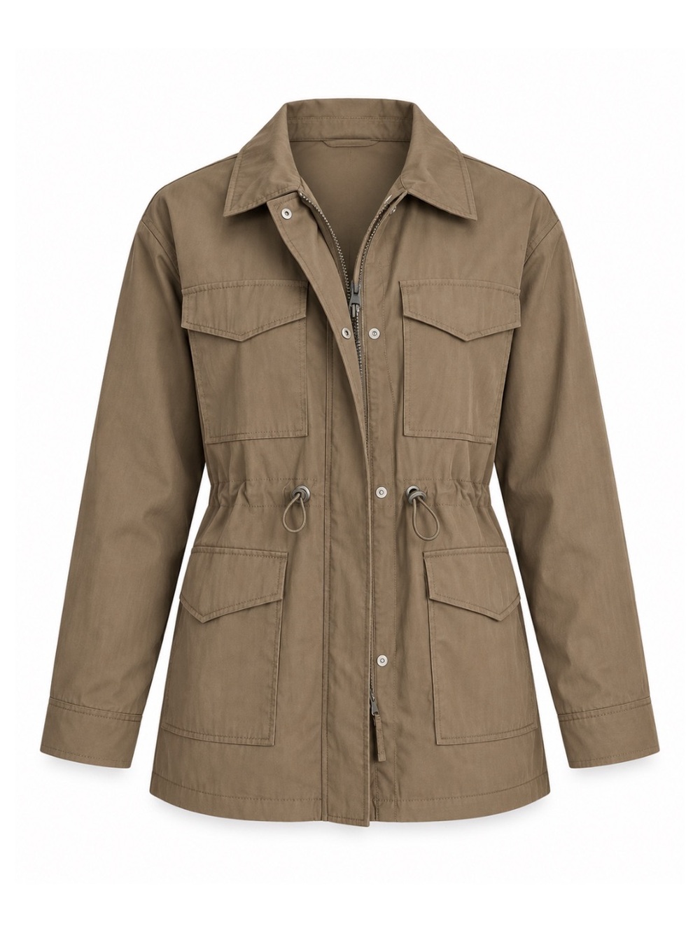 Lou & Grey Olive Green Water Resistant Utility Jacket Womens L